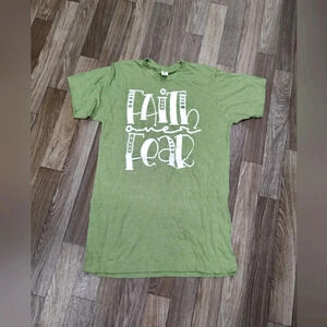 Faith over fear bleached ladies tee size small